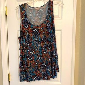 Colorful sleeveless top size 3X $15